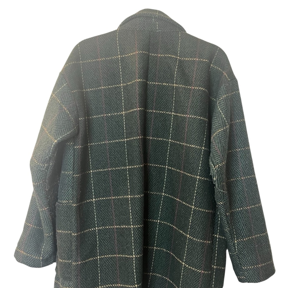 DAVI & DANI Dark Green Plaid Open-Front Wool Blend Blazer Jacket Sz M - Picture 5 of 8